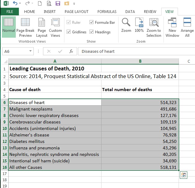 Insert Chart Excel 2013